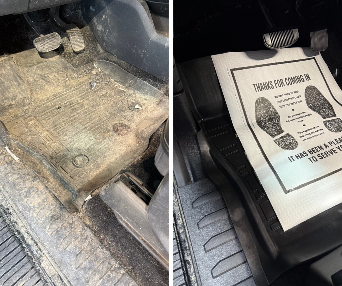 Footwell before and after by X-Treme Detailing